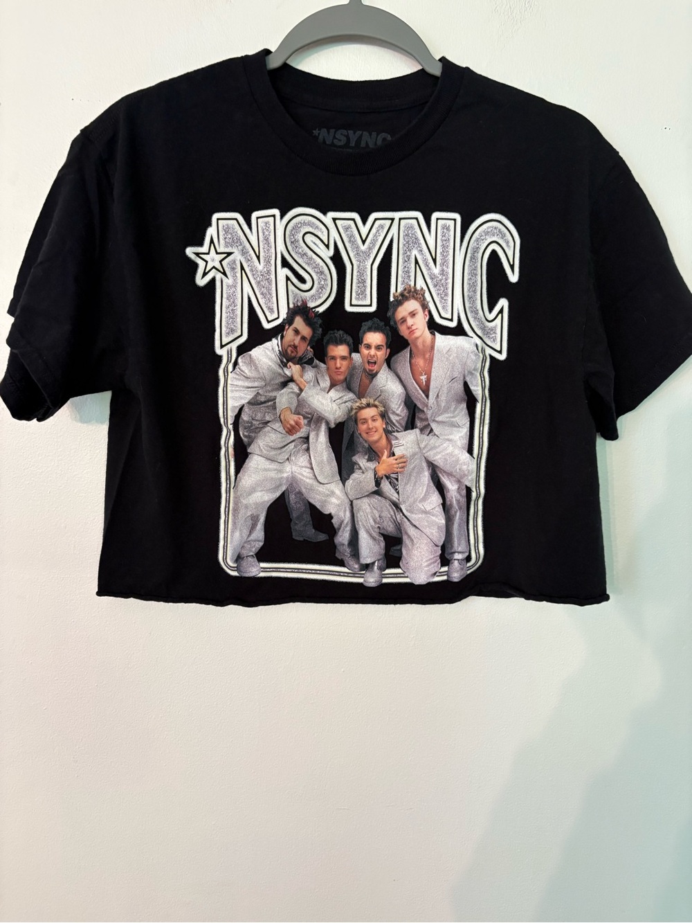 NSYNC Graphic Crop Tee - Black with Silver Print